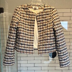 Caroline Constas Plaid Cropped Quilted Jacket